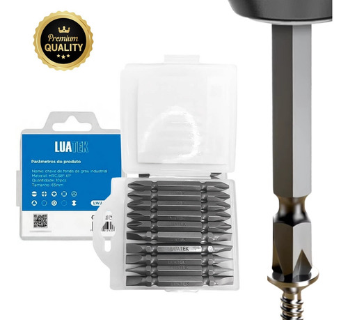 Kit 10x Bicos Parafusadeira Imantado Philips Fenda Industria