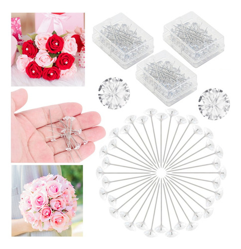 600 Pcs Alfileres Forma De Diamante Boda Ojales Ramo 55x8mm