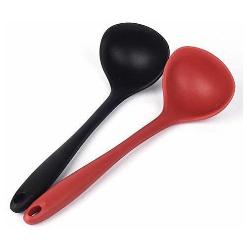 Cucharones De Silicona Antiadherente 2 Piezas Rojo Negro