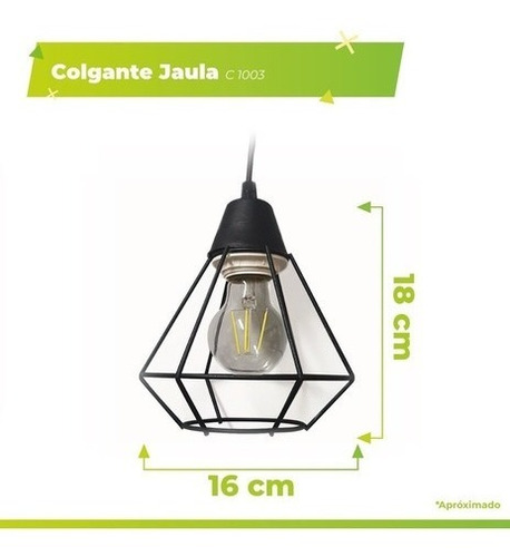 Imagen 5 de 10 de Lampara Colgante 4 Luces Mini Jaula Diamante E27 Apto Led