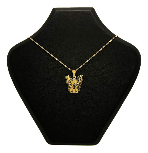 Cadena Y Dije Perro Bulldog Francés Oro 18k Oro 18k 50 Cm