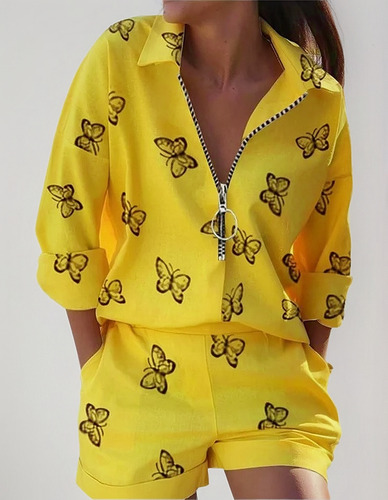 Conjunto De Camiseta Y Pantalón Corto De Verano Para Mujer