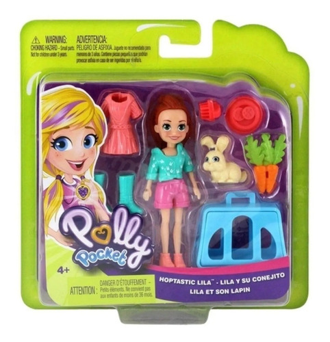 Boneca Polly Pocket Lila Pet Com Coelhinho - Mattel Gdm11 