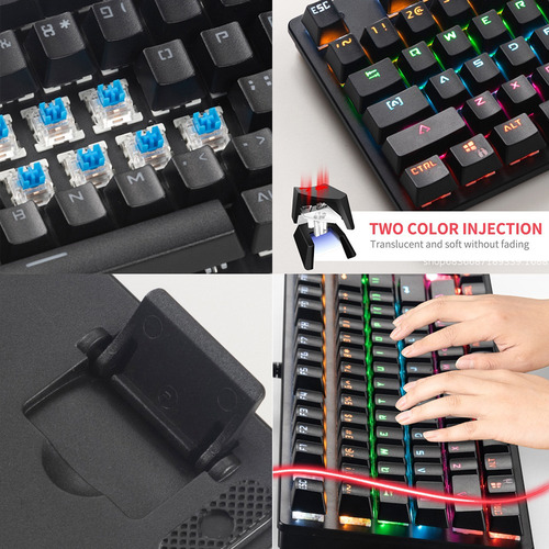 Gamer - Alfombrilla De Ratón Con Teclado Mecánico, Color Azu