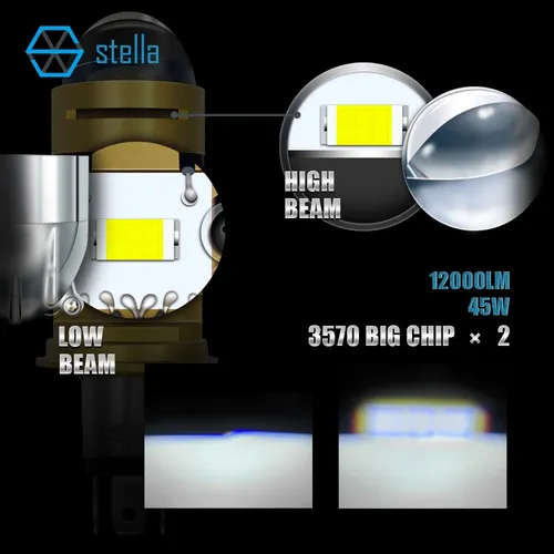 Cx Proyector Led Foco H4 8000lm Bi-lupa Para Auto, Moto
