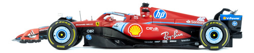 Auto Bburago F1 Ferrari Sf-24 Edición Miami Gp a Escala 1:18 Leclerc #16 Color Rojo con Azul Coleccionable