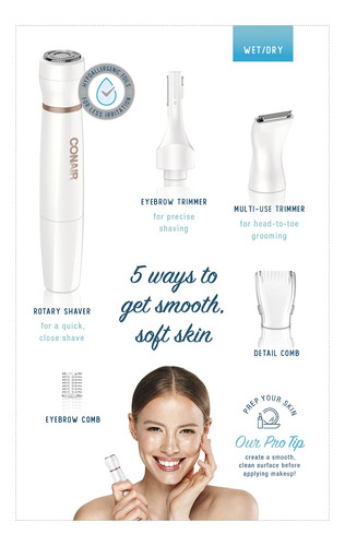 Aparador De Depilação Facial Conair All-in-1 Para Mulheres