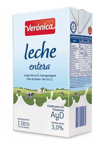 Pack X 18 Unid. Leche  Lvida Ent 1 Lt Veronica Leche Larga