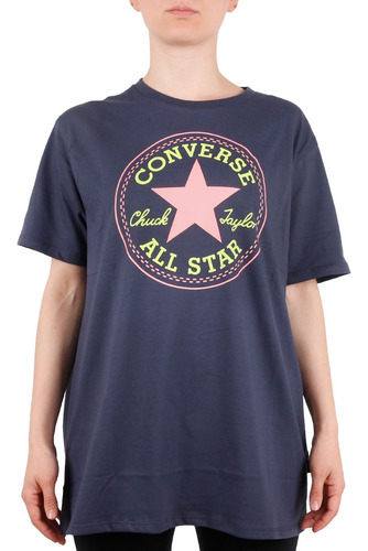 Remera Mujer Converse Patch Azul In Store