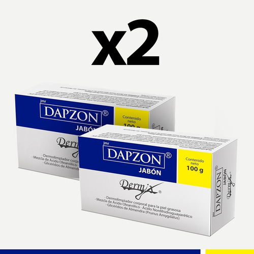 Imagen 1 de 3 de Pack 2 Jabón Dapzon, Dermolimpiador Para Piel Grasosa