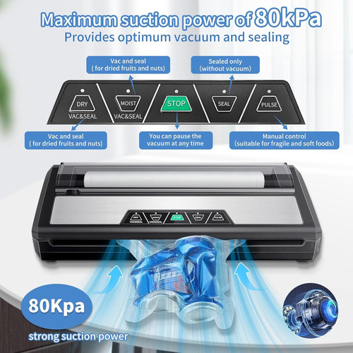 Máquina Selladora Al Vacío 80kpa - Modo Seco/húmedo Con Cort