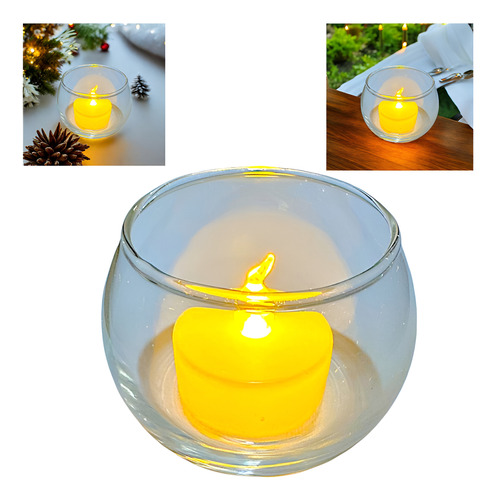 Vaso C Vela Led Luminaria De Mesa Decoração Romantica Festas