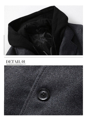 Abrigo Desmontable Capucha Casual Chamarra Para Hombre