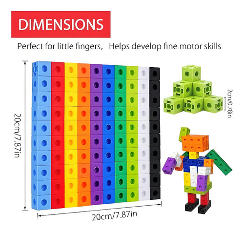 Eonspark 100 Cubos Montessori Educativos Juguete Stem Para Niños, Aprendizaje De Matemáticas, Bloques Didácticos Para Escuela Y Juego