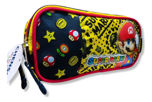 Lapicera Escolar Organizador Estuche Mario Bros Chenson Color Amarillo Liso