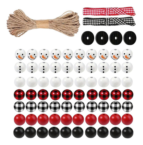 Muñeco De Nieve De Navidad, Cuentas De Madera, Adornos