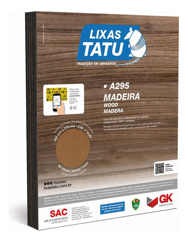 Lixa Madeira Tatu 180 - Kit C/50 Peca