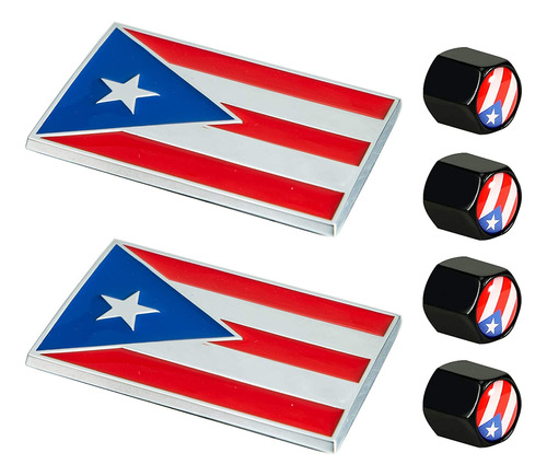 2 Paquete De Emblemas De La Bandera De Puerto Rico Crom...