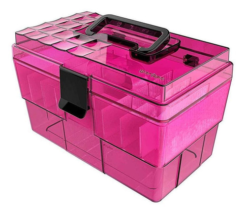 Maleta Organizadora Rosa Transparente Porta Maquiagem Crippa