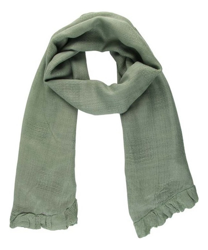 Bufanda con volantes Pashmina para mujer con detalles en color verde hoja