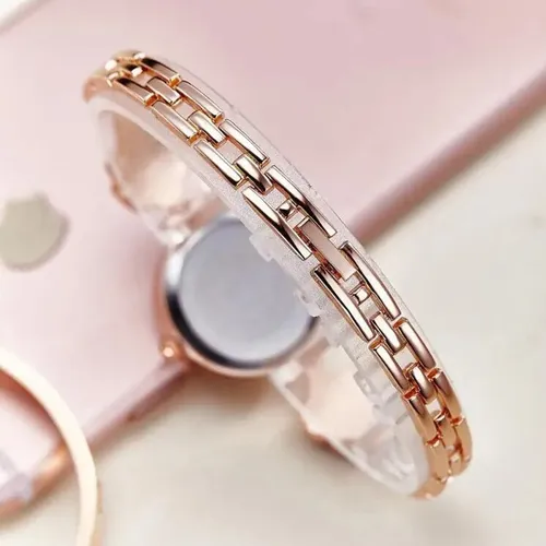 Reloj De Pulso Para Mujer Con Piedras Diseño Formal Y Casual Correa Rosado Piedras Transparentes