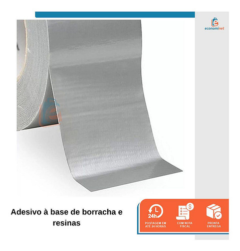 5 Fita Adesiva Silver Tape Cinza 48mm X 10 Metros Isolante