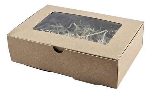 Caja Packaging Kraft Con Ventana 20x14x5,5 Cm. X 100 Uni.  