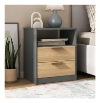 Comprar Mesa De Noche Fermín Tu Mesita Melamina Gris Oscuro\u002Froble