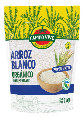 Arroz Blanco Gourmet Organico 100% Mexicano  De 1 Kg 