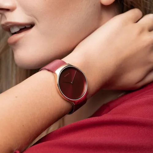 Reloj Mujer Bering 13338 chari Cuarzo Pulso Rojo En Acero Env o