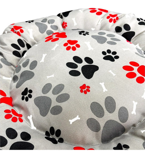Cama Moises Nido Para Mascotas Anti Desgarro Estampado Patas Gris