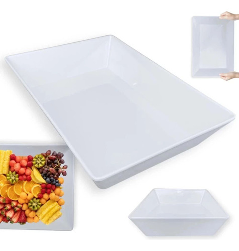Kit 2 Tigelas 35cm Retangular Buffet + 3 Tigelas Curva 300ml