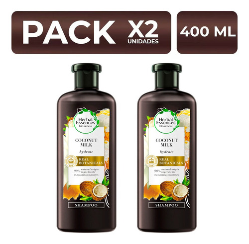 Packx2 Shampoo Herbal Essences Coconut Milk 400ml