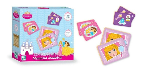 Jogo Da Memória Infantil Princesas 20pçs Em Madeira Nig 0794