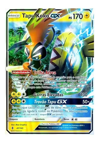 Carta Pokemon Tapu Koko GX Português 47/145 Original Copag