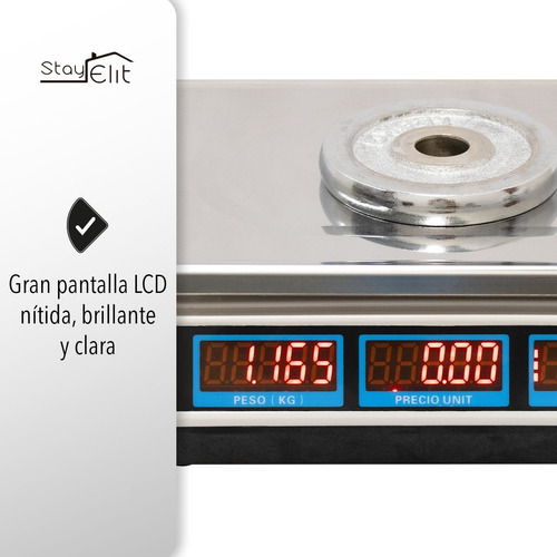 Imagen 4 de 8 de Báscula Comercial Digital Stay Elit Dgit-01 40kg Blanco Ms