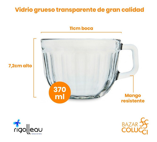 X12 Tazón Facetado Flint, Rigolleau - Bazar Colucci