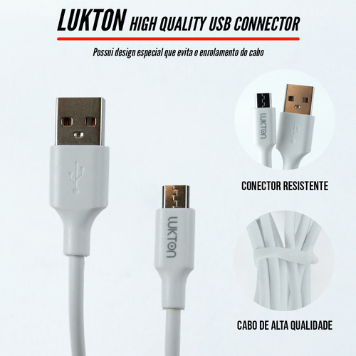 Cabo Carregamento Turbo Usb Tipo C Branco 1 Mt Resistente