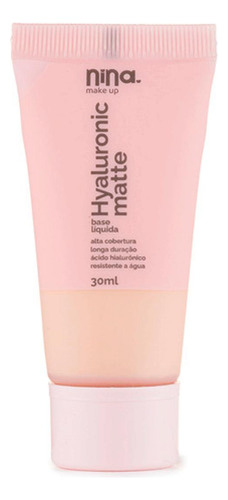Base Líquida Hyaluronic Vegano Matte Nina Make Up 0.5 30ml