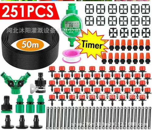 Imagen 2 de 2 de Kit De Riego Sistema Automático 50m 251 Piezas C/cronometro