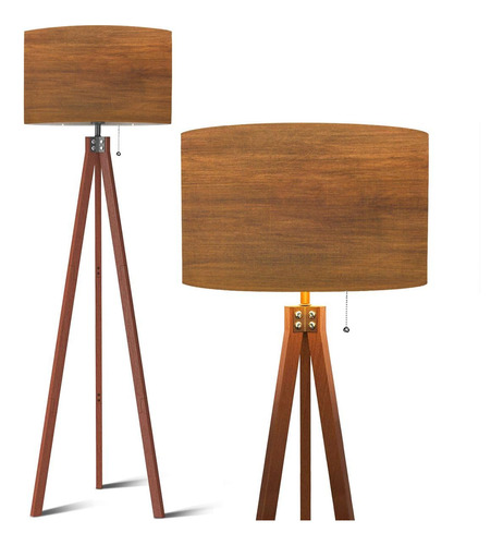 Baistsaeler Lámpara De Pie Con Trípode De Madera Textura De