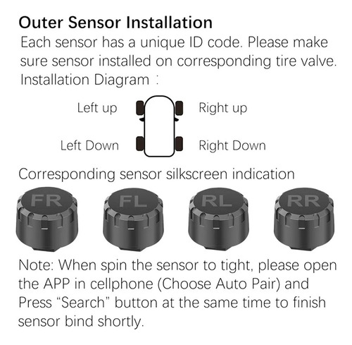 Sistema De Control De Presión Tpms Bluetooth 2 Sensores