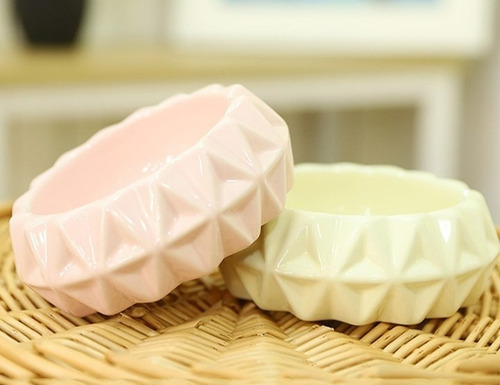 Comedero para gatos y perros, olla de cerámica para comida, triángulos de color amarillo
