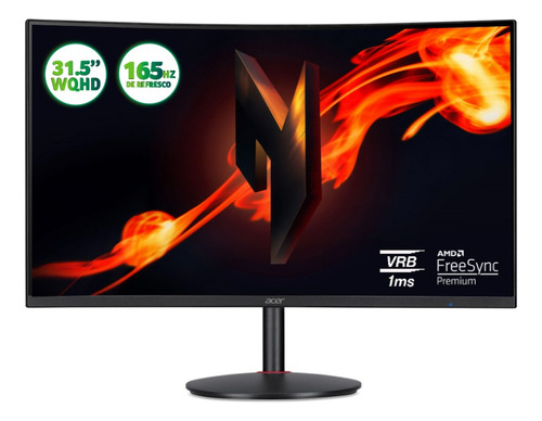 Monitor Gaming Acer Nitro Xz3 31.5 Curvo Wqhd Panelva 165hz Color Negro
