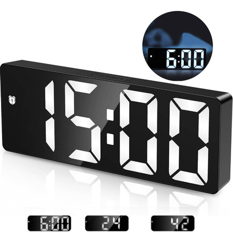 Reloj Despertador Digital Bocina Bluetooth Negro Y Radio Fm,Despertador espejo