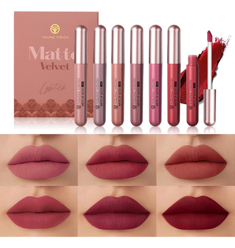 Young Vision Juego De 6 Lapices Labiales Liquidos Mate Nude