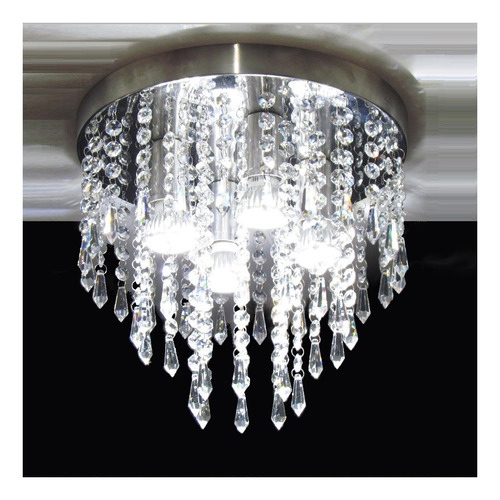 Lustre De Cristal Acrílico A31 - Inox 30 Cm Diâ - E27 Bivolt Cor Prateado 110V/220V