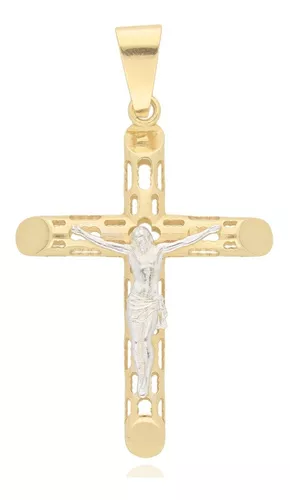 Medalla Cruz Crucifijo Cristo 10k Grande 5.5x3cm