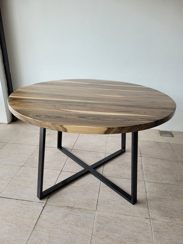 Imagen 7 de 8 de Mesa Redonda Industrial De Comedor Madera Dura Maciza 120cm