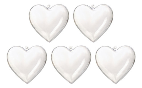 Adornos Plástico Transparente Con Forma Corazón, 5 Uni